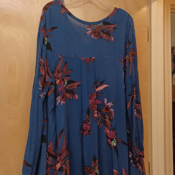 Free People Blue Floral navy magenta tunic dress M - Picture 12 of 13